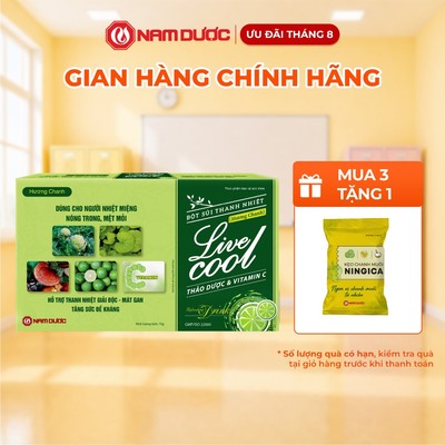 Bột Sủi Thanh Nhiệt Livecool Hương Chanh-TPBVSK Hỗ Trợ Giảm Nhiệt Miệng,Nóng Trong,Mệt Mỏi-10 Góix7g