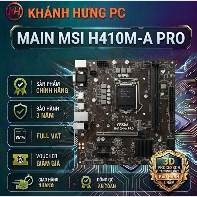 Main Bo mạch chủ MSI H410M-A PRO Intel H410, Intel LGA 1200, M-ATX - Hàng Chính Hãng, BH 36 tháng