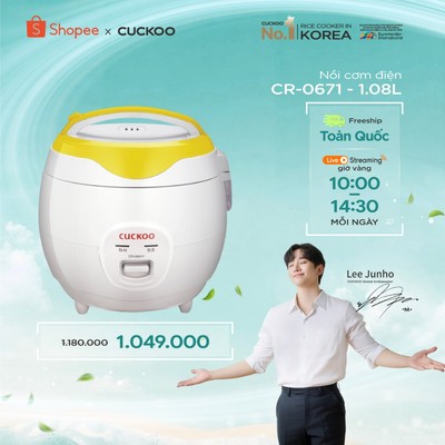 Nồi cơm điện Cuckoo 1 lít CR-0671- màu vàng- bản Quốc tế - Hàng chính hãng