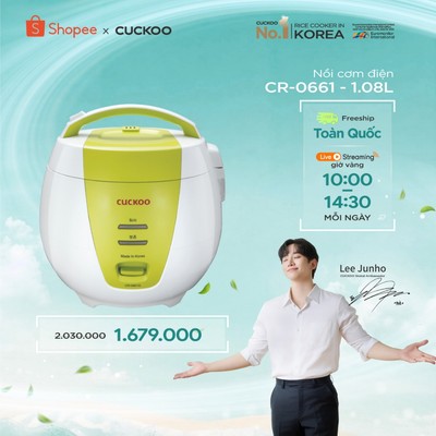 Nồi cơm điện Cuckoo 1L CR-0661 - màu xanh, lòng nồi chống dính