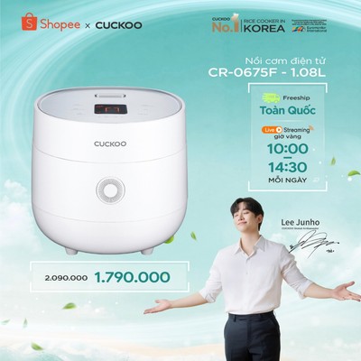 Nồi cơm điện tử CUCKOO CR-0675F phiên bản quốc tế 1,08 lít- Lòng nồi chống dính - Hàng chính hãng