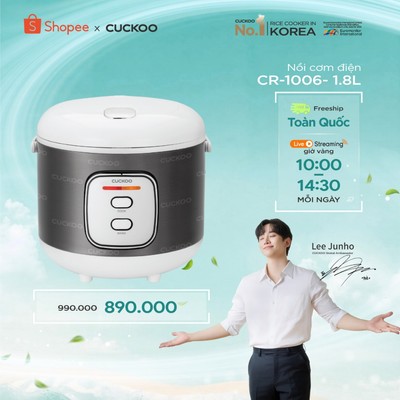 Nồi cơm điện Cuckoo 1.8L CR-1006 lòng nồi chống dính - Bảo hành 1 năm -Hàng chính hãng
