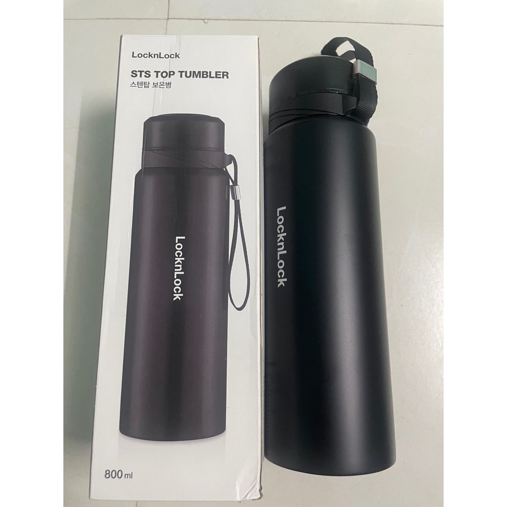 Bình Giữ Nhiệt LocknLock To 800ml Chính Hãng Cao Cấp Có Quai Xách Lọc Nước Trà LHC6180BLK Màu đen