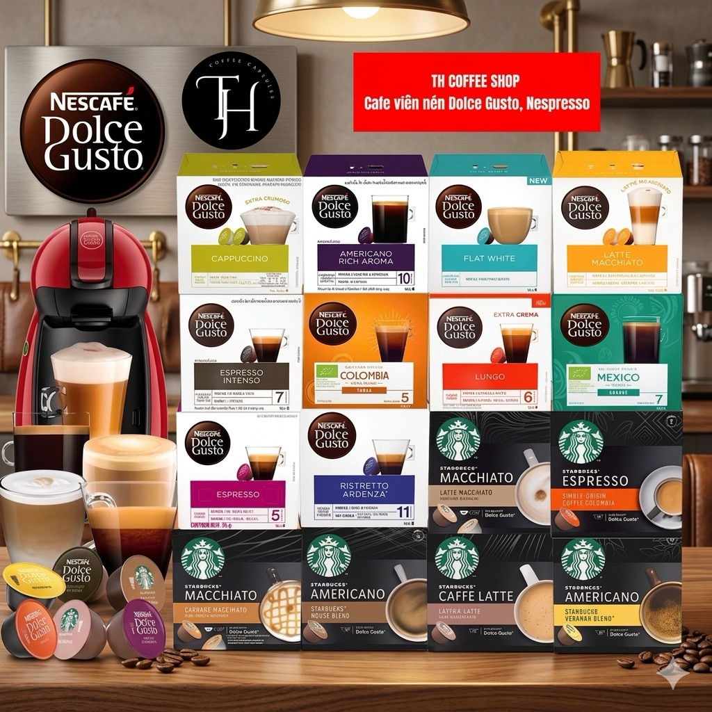 (DÀNH CHO MÁY DOLCE GUSTO) - CÀ PHÊ VIÊN NÉN NESCAFE/ STARBUCKS DOLCE GUSTO CÁC VỊ HỘP 12-16 VIÊN NÉ