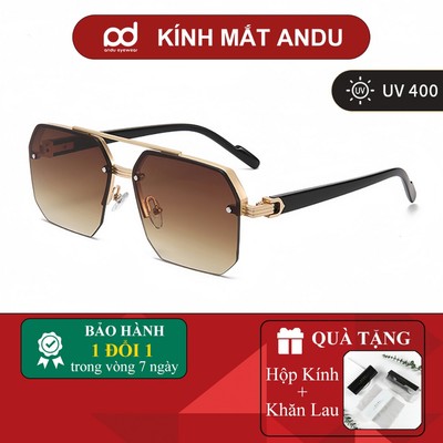 Gọng kính râm mát thời trang nam nữ ANDU dáng vuông phi công chống UV cá tính lái xe đi biển 981