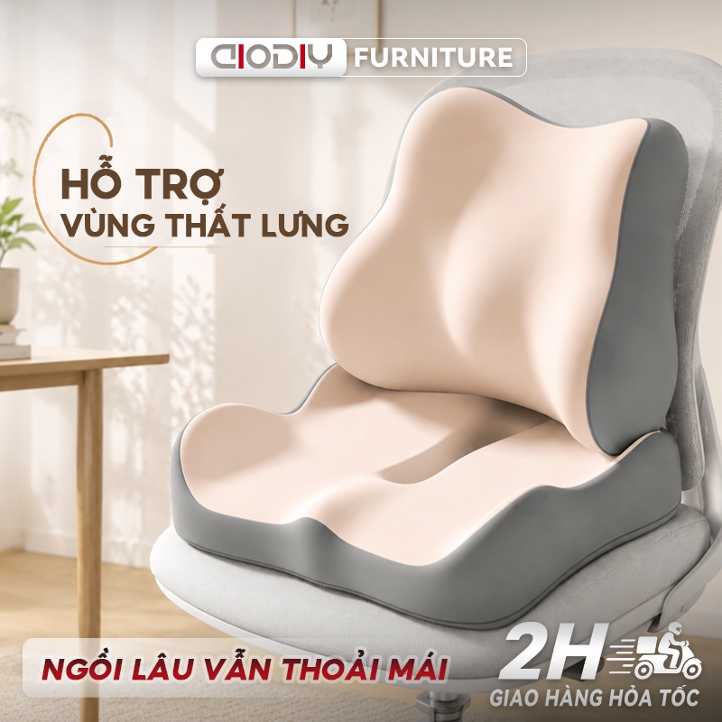 Bộ Đệm Tựa Lưng + Đệm Ngồi Công Thái Học AIODIY, Ôm Sát Cơ Thể, Hỗ Trợ Thắt…