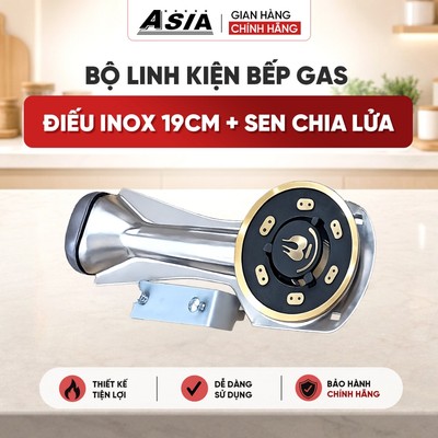 ASIA Bộ Linh Kiện Bếp Ga Gồm Điếu Inox 19cm & Sen Chia Lửa Đồng Nguyên Chất Tiết Kiệm Gas