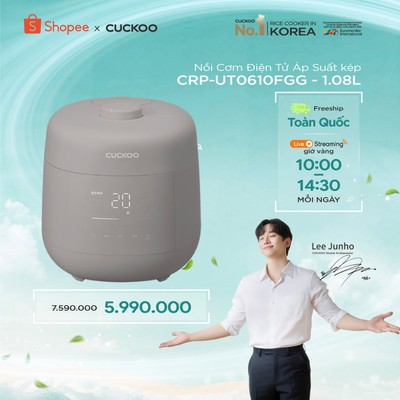 Nồi cơm điện tử áp suất kép Cuckoo 1.08L CRP-UT0610FGG - Lòng nồi phủ men Xwall- Nội địa Hàn Quốc- bảo hành 1 năm