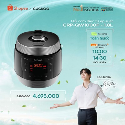 Nồi cơm điện tử áp suất Cuckoo 1.8L CRP-QW1000F (tiếng Anh) - Lòng nồi phủ men Xwall - Sản xuất tại Hàn Quốc
