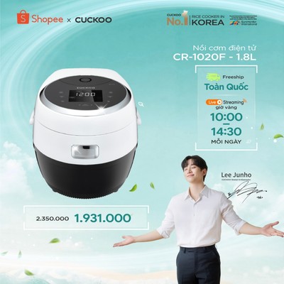 Nồi cơm điện tử Cuckoo 1,8 lít CR-1020F- Bảng điều khiển LED-Lòng nồi chống dính-Chất lượng Hàn Quốc- chính hãng Cuckoo