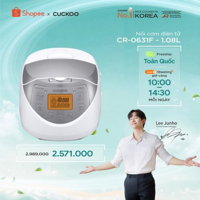 Nồi cơm điện tử CUCKOO 1.08L lít CR-0631F - Hàng chính hãng - Chất lượng Hàn Quốc