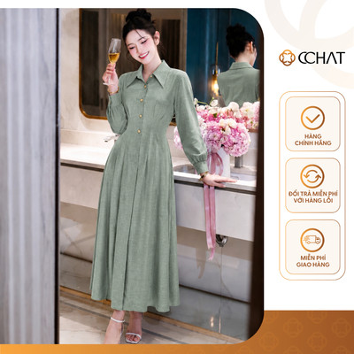 Đầm Nữ 𝐂𝐂𝐇𝐀𝐓 Dáng Xòe Tay Lỡ Celina Chiết Ly Eo Chất Liệu Tuytsi Cao Cấp 26VDS2035XT