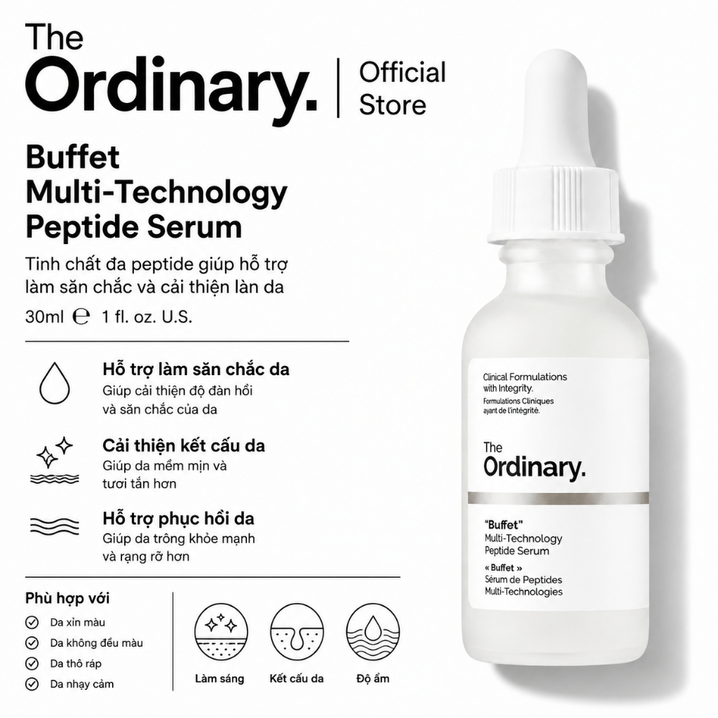 [The Ordinary Official] "Buffet" 30ML | Dưỡng ẩm sâu, làm mịn da, giảm nếp nhăn, hỗ trợ da săn chắc 