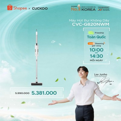 Máy Hút Bụi Không Dây Cuckoo CVC-G820NWM với lực hút mạnh, thiết kế nhỏ gọn, dung lượng pin lớn