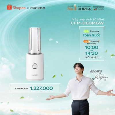 Máy Xay Sinh Tố Mini Cuckoo CFM-D60MGW-Thiết kế nhỏ gọn & hiện đại-Thao tác với 1 chạm