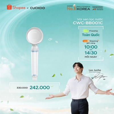 Bộ lọc nước vòi sen CUCKOO CWC-BB001C - Hàng chính hãng - Không gắn được phụ kiện lõi lọc Clo và Vitamin C