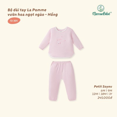 Bộ dài tay La Pomme vườn hoa ngọt ngào - Sợi Petit Soyeu thoáng mát - Bé gái - 6M - 3Y