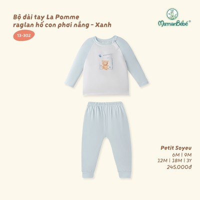 Bộ dài tay La Pomme raglan hổ con phơi nắng - Sợi Petit Soyeu thoáng mát - Bé trai- 6M - 3Y