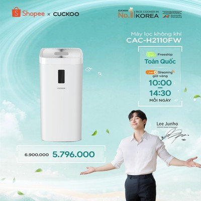 Máy lọc không khí Cuckoo CAC-H2110FW - Diện tích sử dụng 70m2, lọc bụi siêu mịn, màng lọc than hoạt tính khử mùi hôi