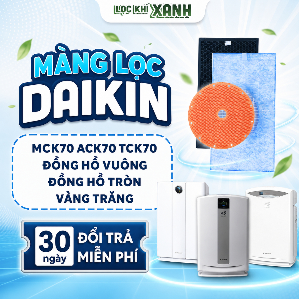 Màng lọc không khí daikin MCK70 / ACK70 / TCK70. Màng lọc Daikin nội địa nhật, đồng hồ, mắt trâu.