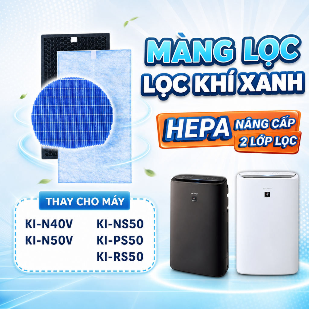 Màng lọc không khí Sharp KI-N40V-W/ KI-N40V-H/ KI-N50V-W, màng lọc hepa Sharp