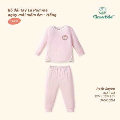 Bộ dài tay La Pomme ngày mới mềm êm - Sợi Petit Soyeu thoáng mát - Bé trai/gái - 6M - 3Y