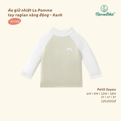 Áo giữ nhiệt La Pomme tay raglan năng động - Sợi Petit Soyeu thoáng mát - Bé trai/ gái - 6M - 5Y