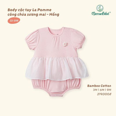 Body cộc tay La Pomme công chúa sương mai - Sợi Bamboo Cotton mềm mại - Bé gái - 3M - 9M