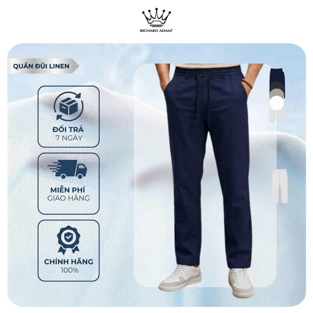 Quần Đũi Dài Nam Richard Adam Linen Cao Cấp Thoáng Mát Regular Fit Chính Hãng - QD150626