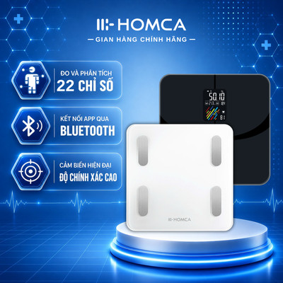 Cân điện tử sức khoẻ thông minh HOMCA S7, S7 Pro - kết nối Bluetooth đo và phân tích 22 chỉ số cơ thể