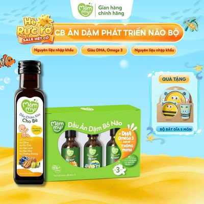 Combo 3 dầu ăn dặm bổ não 30ml Mămmy và chai dầu chiên xào đầy đủ dinh dưỡng cho bé từ 6 tháng