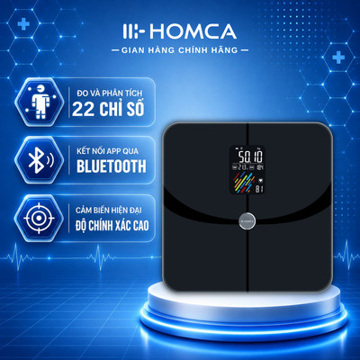 Cân điện tử sức khoẻ thông minh HOMCA S7pro - kết nối Bluetooth đo và phân tích 22 chỉ số cơ thể