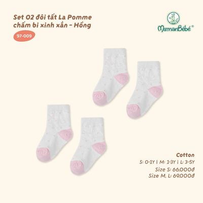 Set 02 đôi tất La Pomme chấm bi xinh xắn -  Sợi Cotton thoáng khí - Bé gái - Size S/M/L