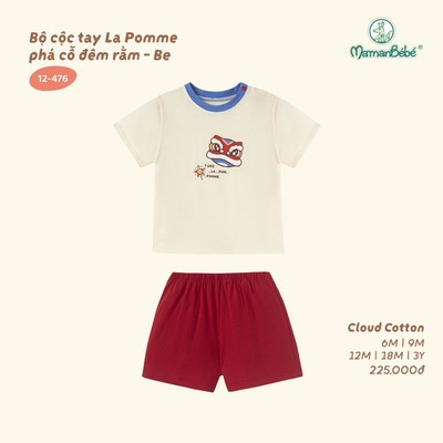 Bộ cộc tay La Pomme phá cỗ đêm rằm - Sợi Cloud Cotton mềm êm - Bé trai - 6M - 3Y