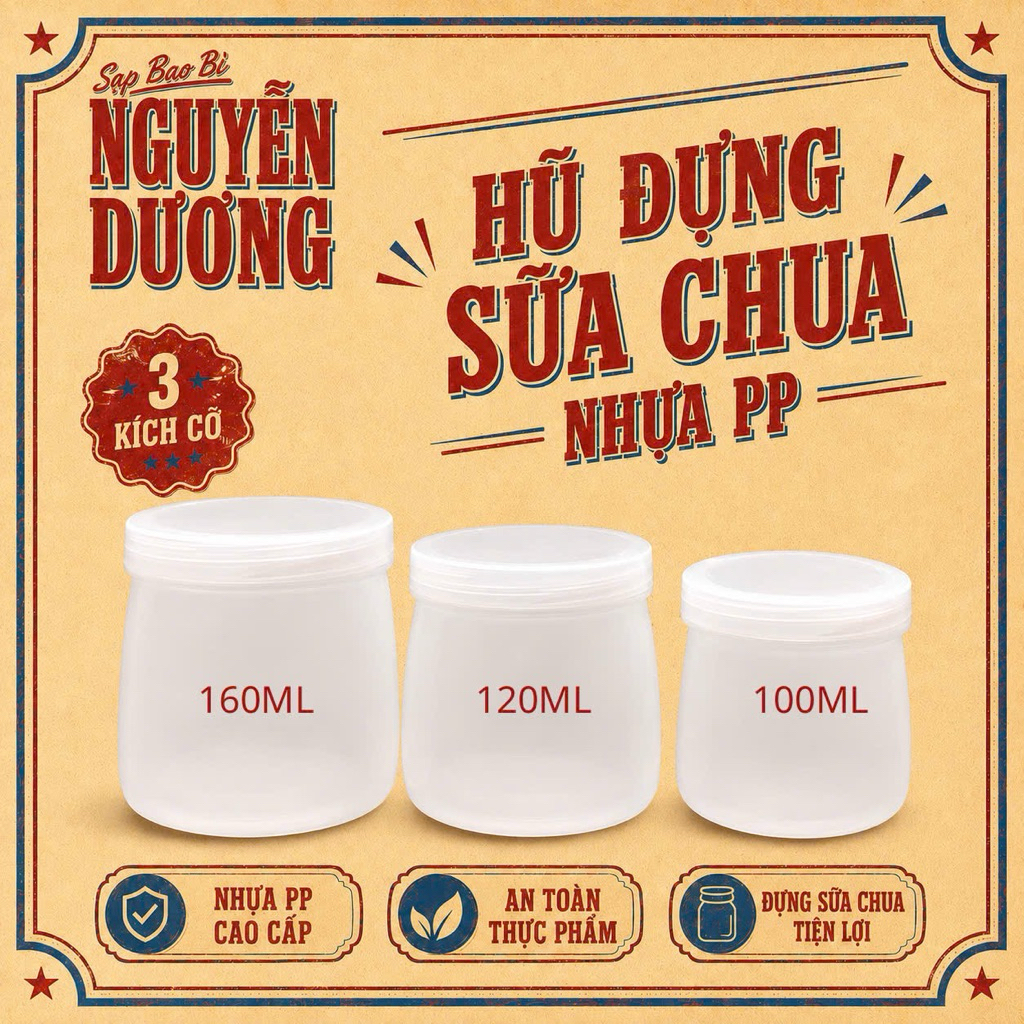 20-50 Hũ Nhựa Đựng Sữa Chua, Panna Cotta, Sữa Chua Nếp Cẩm, Yaourt, Yogurt - Sạp Bao Bì Nguyễn Dương