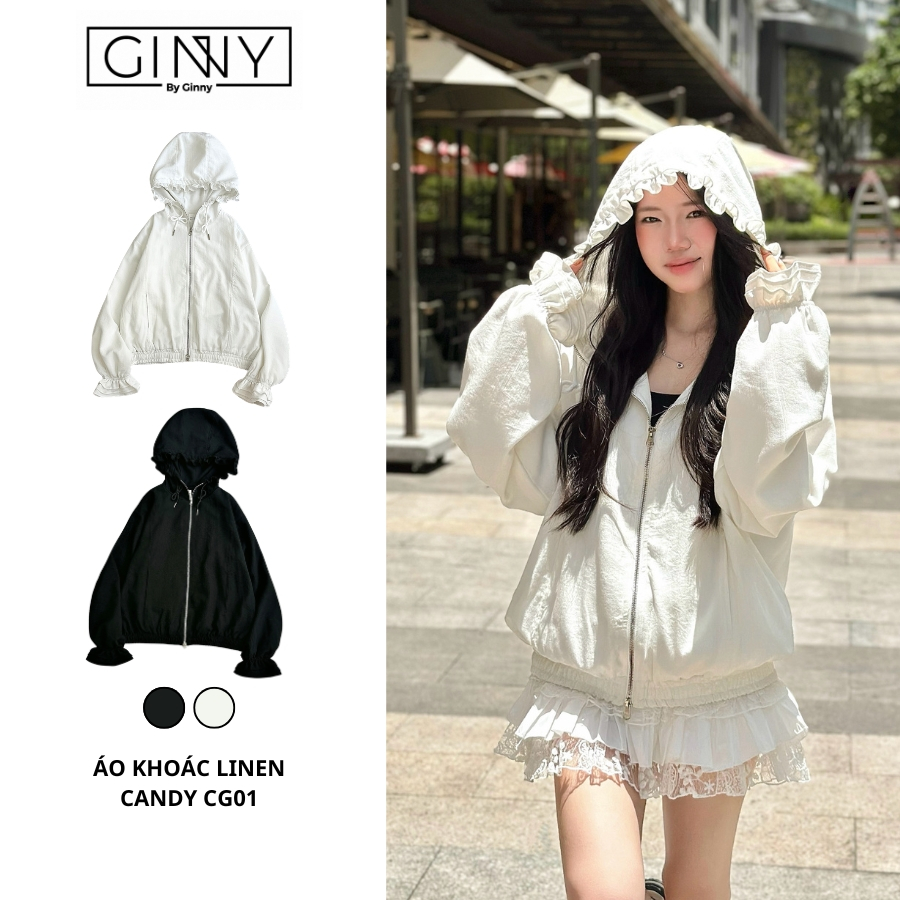 𝐆𝐈𝐍𝐍𝐘 Áo Khoác Nữ Chống Nắng Linen Candy CG01 | Thiết Kế Bèo Nhún Dễ Thương, Mềm Nhẹ Dễ Phối Đồ