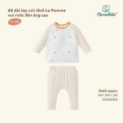 Bộ dài tay cúc lệch La Pomme vui rước đèn ông sao - Sợi Petit Soyeu thoáng mát - Bé trai/gái - NB - 3M