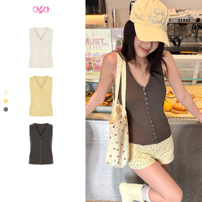 Áo tank top OLV len dệt kim Knit V Neck Tank Top thanh lịch