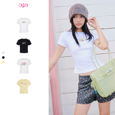 Áo thun OLV babytee thêu White Cotton Babytee phù hợp mùa hè đi chơi