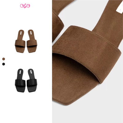 Dép bệt quai ngang OLV bản lớn mũi vuông tối giản dễ mang Veselina nhiều màu phù hợp mọi dịp