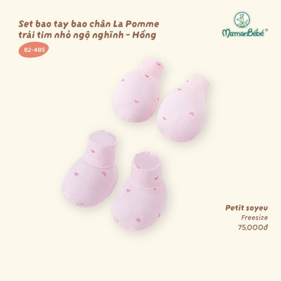 Set bao tay bao chân La Pomme trái tim nhỏ ngộ nghĩnh -  Sợi Petit Soyeu thoáng mát - Bé gái - Freesize