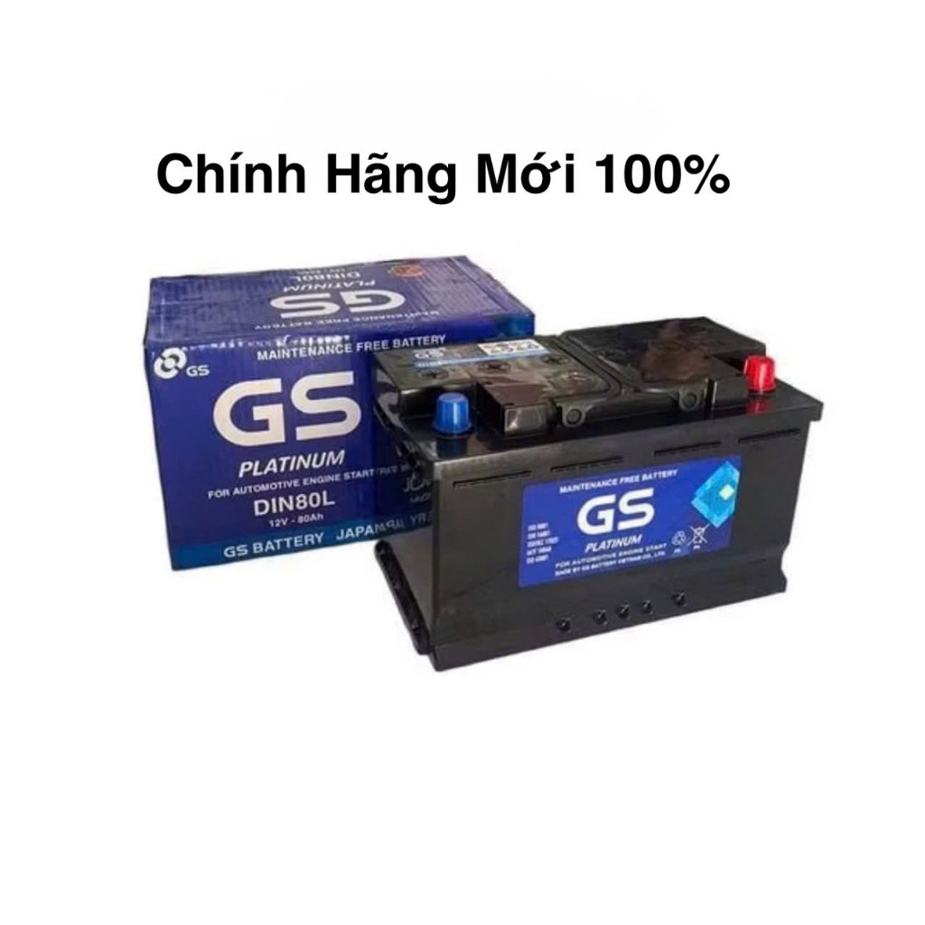 Bình ắc quy 12v khô miễn bảo dưỡng GS DIN80L-LBN (12V, 80AH)