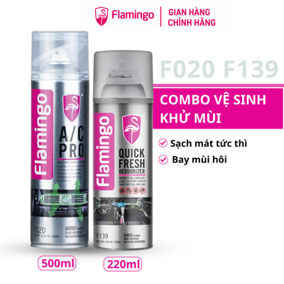 Combo 1 chai vệ sinh điều hòa Flamingo f020 và 1 chai khử mùi nội thất ô tô F139