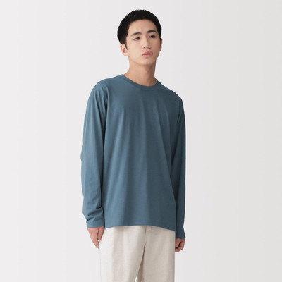 [26AW] MUJI Áo Thun Nam Vải Jersey Cổ Tròn Tay Dài