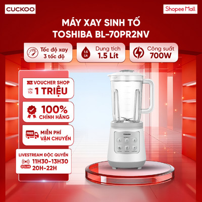Máy xay sinh tố Toshiba BL-70PR2NV - Công suất 700W, 3 tốc độ xay và 1 chức năng nhồi