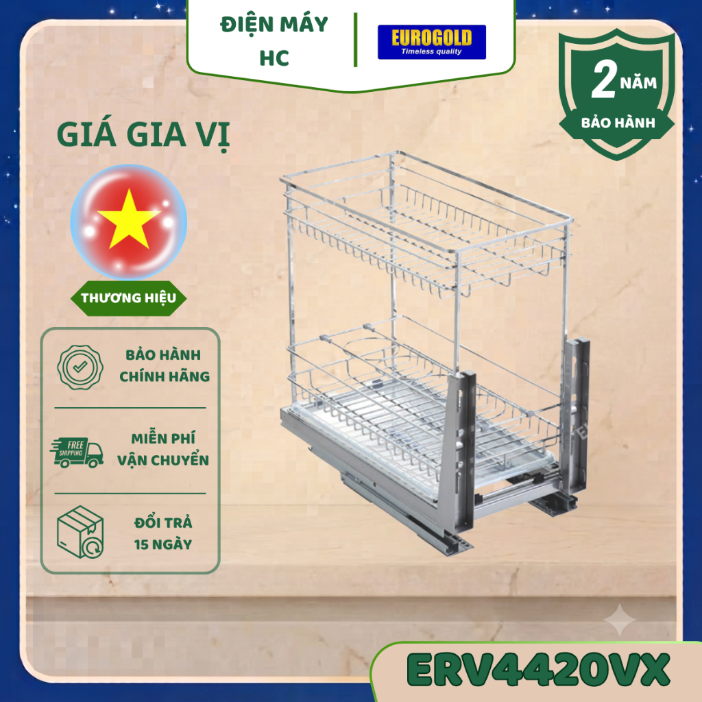 Giá Gia Vị Nan Vuông Inox 304 Eurogold ERO30420B/ERV4420/ERV4420VX – Kệ Đựng Gia Vị Tủ Bếp Cao Cấp
