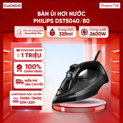 Bàn ủi hơi nước Philips DST5040/80 2600W - Mặt đế SteamGlide Plus