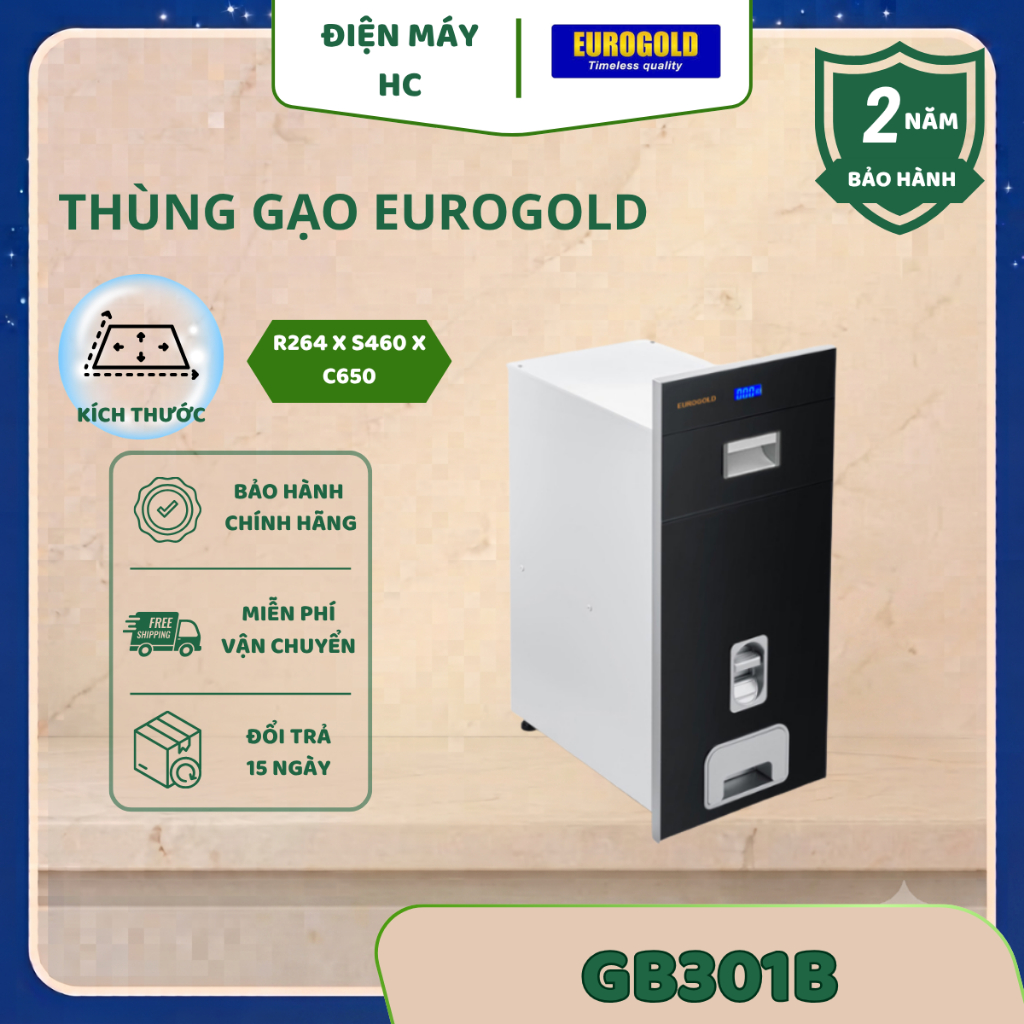 Thùng gạo Eurogold B311/ GB301B – Dung tích lớn, chống mối mọt