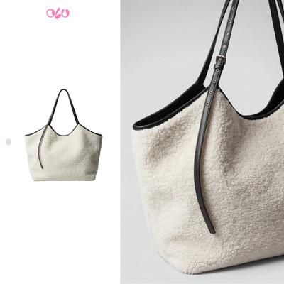 Túi xách OLV đeo vai chất liệu lông mềm White Sherpa Shoulder Bag thanh lịch dễ phối đồ