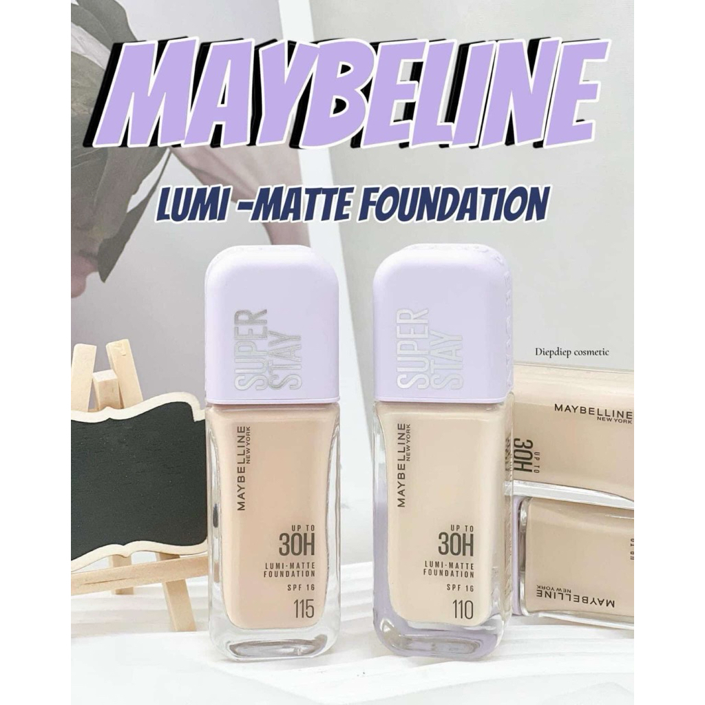 Kem nền Maybelline Superstay Lumi Matte 30H Foundation che phủ nhẹ mặt, Kem nền Maybelline nắp tím c